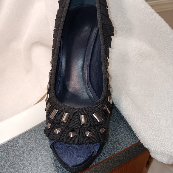 TORY BURCH Blue Satin  Platform Heel shoes - Picture 8 of 13